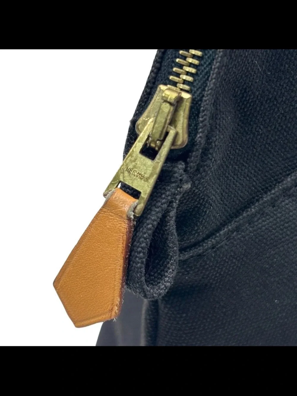 Hermes Black Canvas and Tan Trim Toiletry Pouch